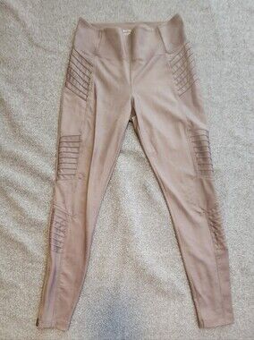 Athleta Dempsey Gleam Intro to Tight Leggings Gray Size S Moto Style 27” Inseam